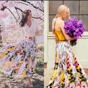 Rococo Sand Anthropologie Revolve Aprile Floral Yellow Maxi Skirt 6P